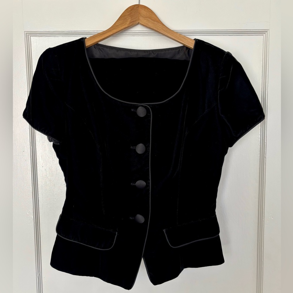 Vintage Black Velvet Women's Top + Pencil Skirt